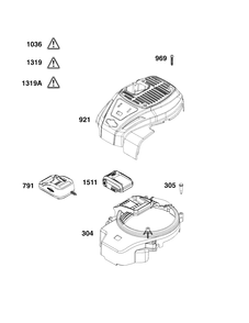 Blower Housing Group Diagram and Parts List for 93J0B-0103-H1  Briggs and Stratton Engine